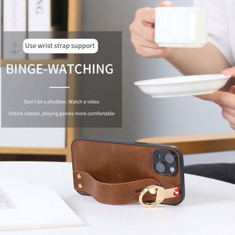 Wristband Leather Back Phone Case, For iPhone 14, For iPhone 14 Plus