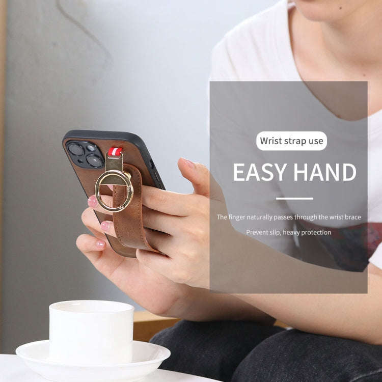 Wristband Leather Back Phone Case, For iPhone 14, For iPhone 14 Plus