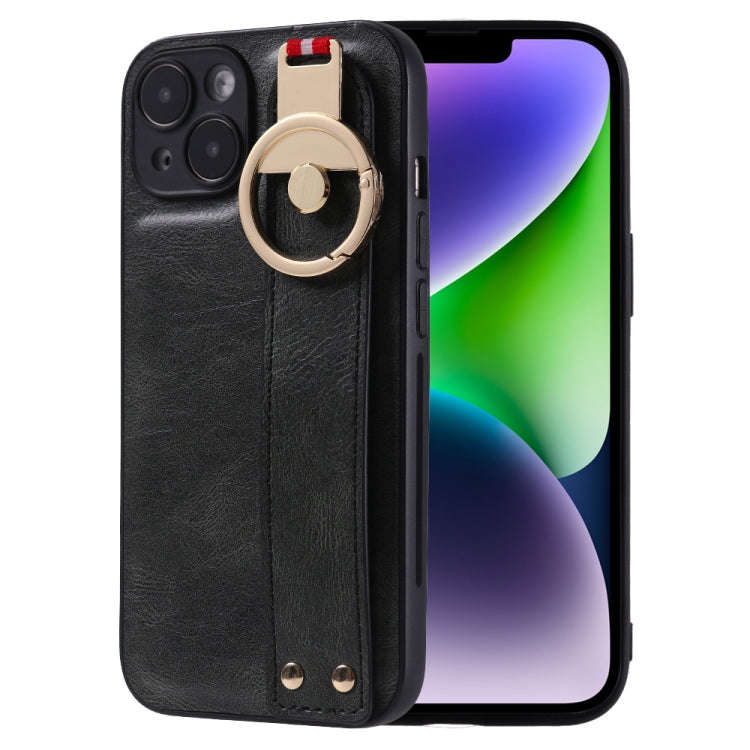 Wristband Leather Back Phone Case, For iPhone 14, For iPhone 14 Plus