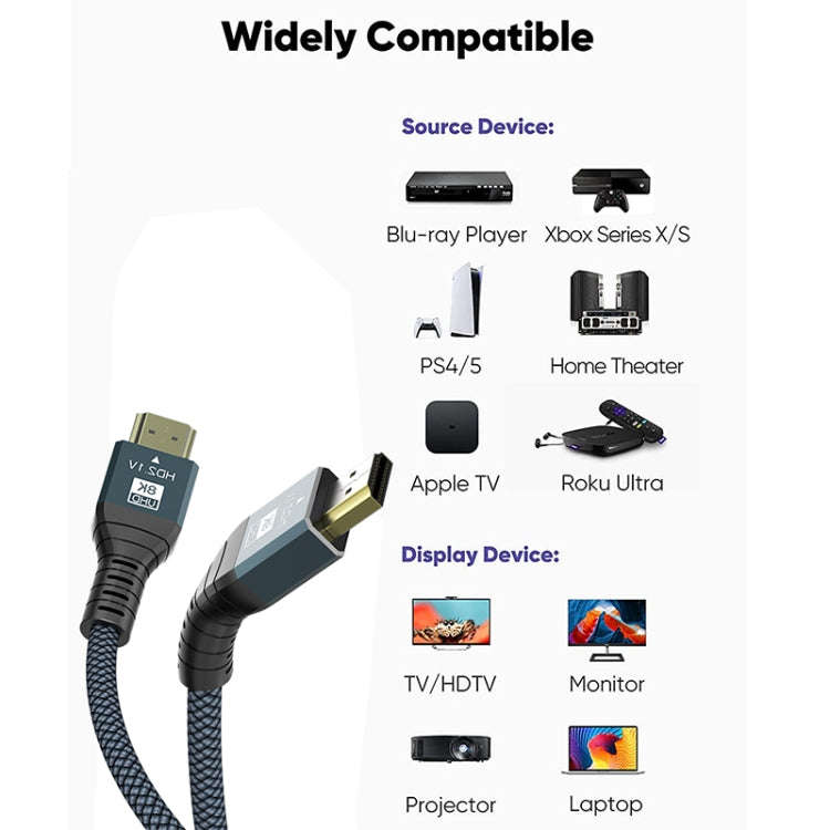 HDMI 2.1 Version 8K 60Hz UHD 48Gbps Cable, 1m, 2m, 3m