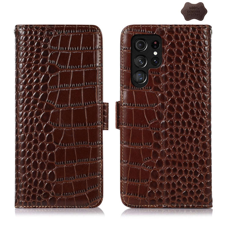 Crocodile Top Layer Cowhide Leather Phone Case, For Samsung Galaxy Xcover 7, For Samsung Galaxy M...