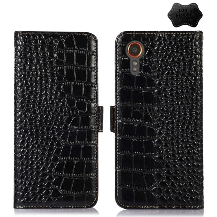 Crocodile Top Layer Cowhide Leather Phone Case, For Samsung Galaxy Xcover 7, For Samsung Galaxy M...