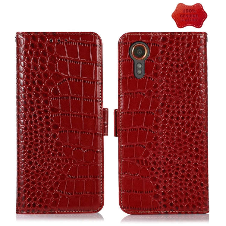 Crocodile Top Layer Cowhide Leather Phone Case, For Samsung Galaxy Xcover 7, For Samsung Galaxy M...