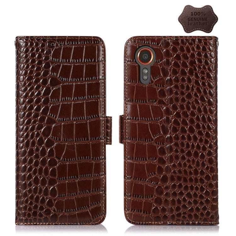 Crocodile Top Layer Cowhide Leather Phone Case, For Samsung Galaxy Xcover 7, For Samsung Galaxy M...