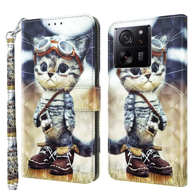 3D Painted Pattern Leather Phone Case, For Xiaomi Redmi Note 13 Pro+, For Xiaomi Redmi Note 13 Pr...