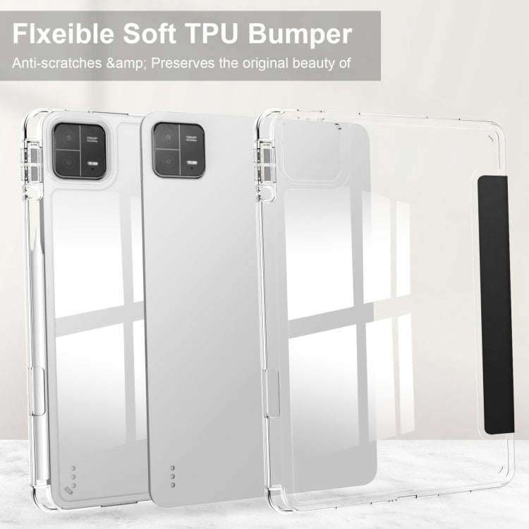 3-fold Clear TPU Smart Leather Tablet Case, For Xiaomi Pad 6 / 6 Pro