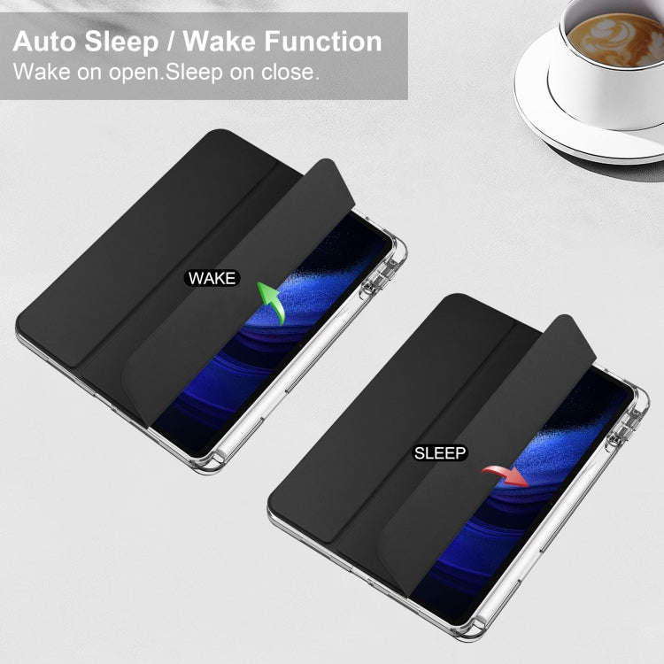 3-fold Clear TPU Smart Leather Tablet Case, For Xiaomi Pad 6 / 6 Pro