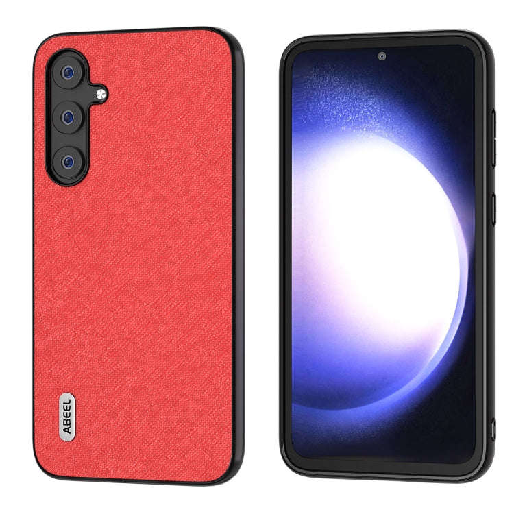 ABEEL Cross Texture Genuine Leather Phone Case, For Samsung Galaxy Z Flip6 / Flip7 FE, For Samsun...