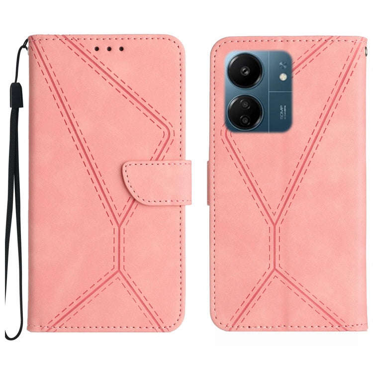 Stitching Embossed Leather Phone Case, For Xiaomi Redmi 13 4G Global / 5G Global, For Xiaomi Redm...