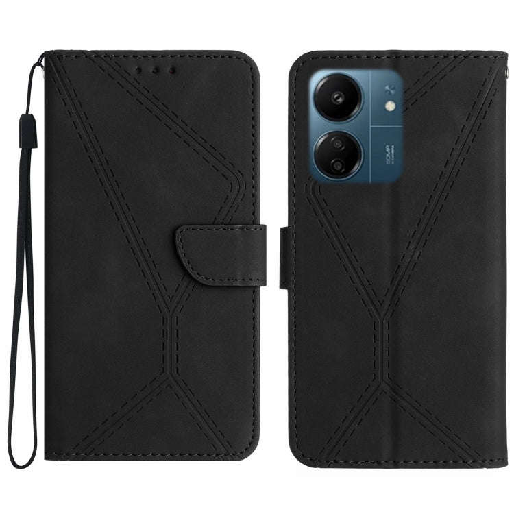 Stitching Embossed Leather Phone Case, For Xiaomi Redmi 13 4G Global / 5G Global, For Xiaomi Redm...