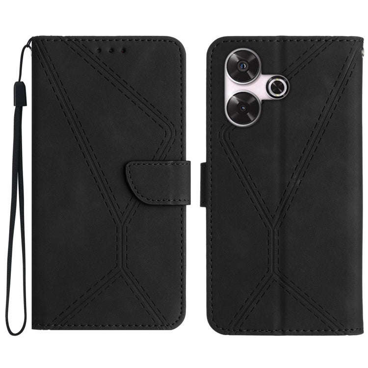 Stitching Embossed Leather Phone Case, For Xiaomi Redmi 13 4G Global / 5G Global, For Xiaomi Redm...