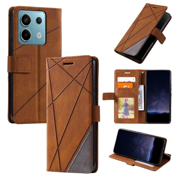 Skin Feel Splicing Leather Phone Case, For Xiaomi Redmi Note 13 Pro+, For Xiaomi Redmi Note 13 Pr...