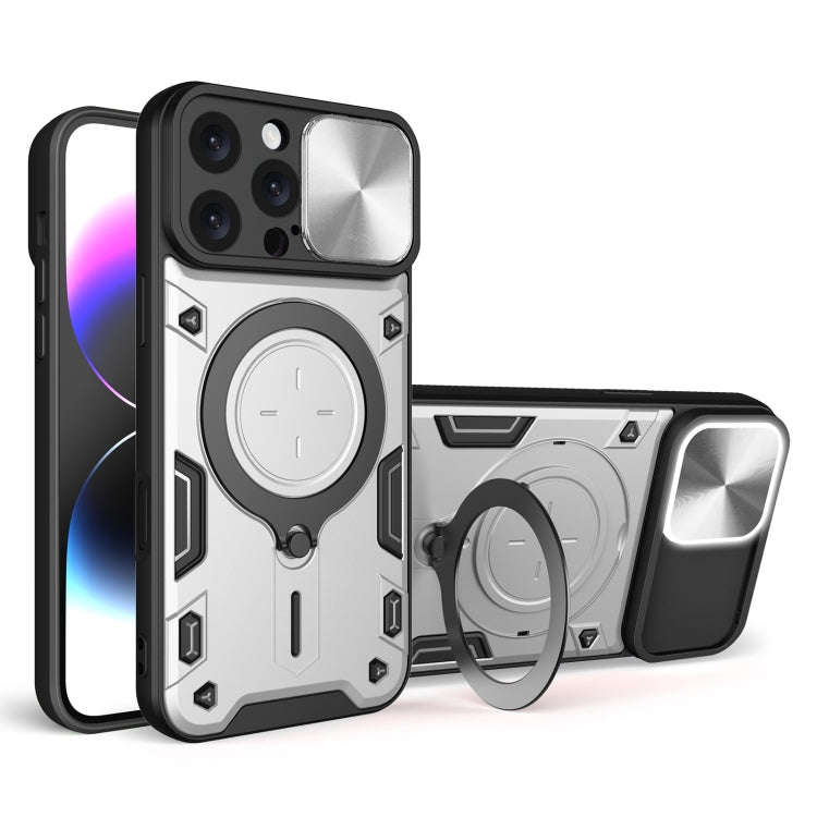CD Texture Sliding Camshield Magnetic Holder Phone Case, For iPhone 18 Pro, For iPhone 18 Pro Max...