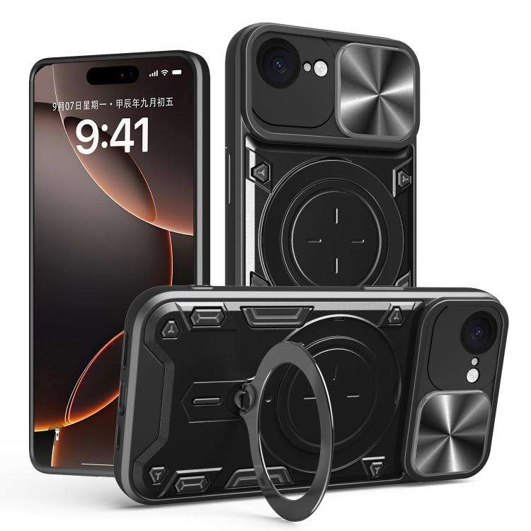 CD Texture Sliding Camshield Magnetic Holder Phone Case, For iPhone 18 Pro, For iPhone 18 Pro Max...