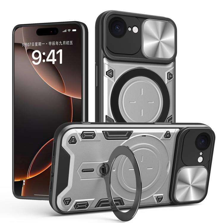 CD Texture Sliding Camshield Magnetic Holder Phone Case, For iPhone 18 Pro, For iPhone 18 Pro Max...