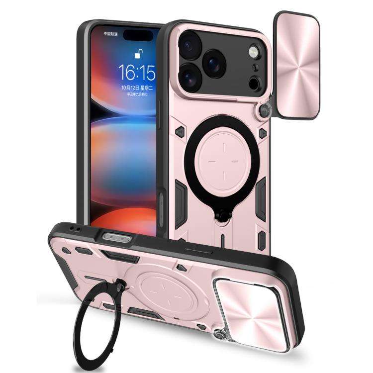 CD Texture Sliding Camshield Magnetic Holder Phone Case, For iPhone 18 Pro, For iPhone 18 Pro Max...
