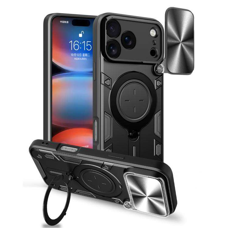 CD Texture Sliding Camshield Magnetic Holder Phone Case, For iPhone 18 Pro, For iPhone 18 Pro Max...
