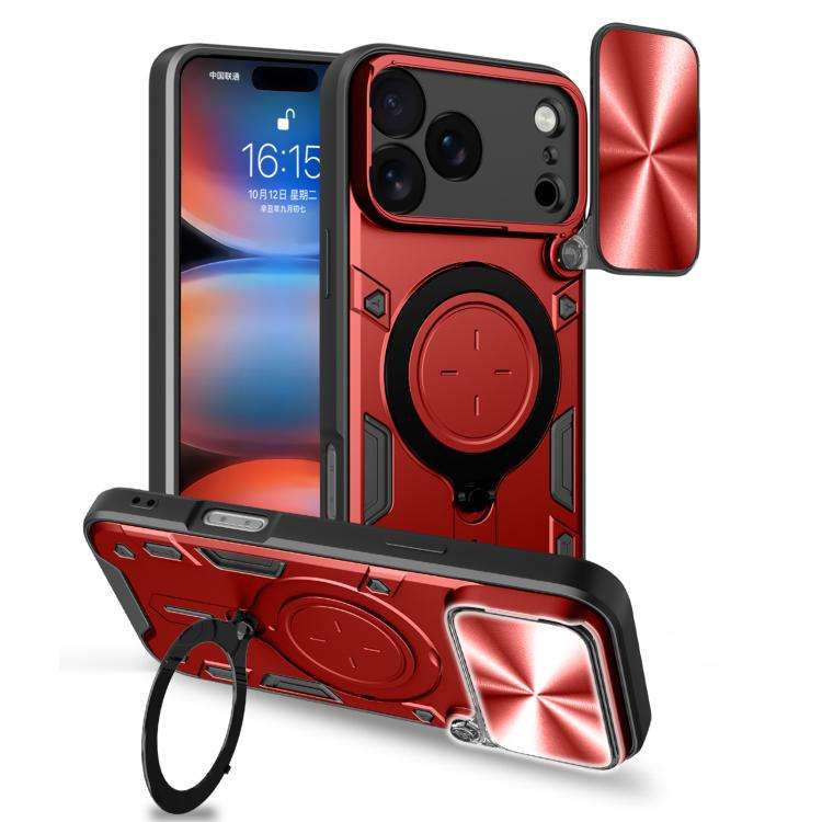 CD Texture Sliding Camshield Magnetic Holder Phone Case, For iPhone 18 Pro, For iPhone 18 Pro Max...