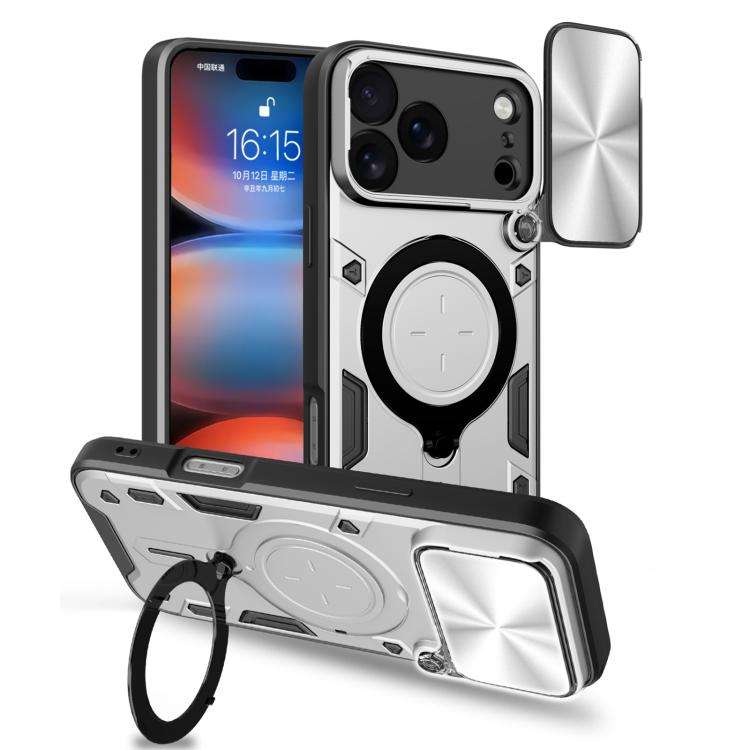 CD Texture Sliding Camshield Magnetic Holder Phone Case, For iPhone 18 Pro, For iPhone 18 Pro Max...
