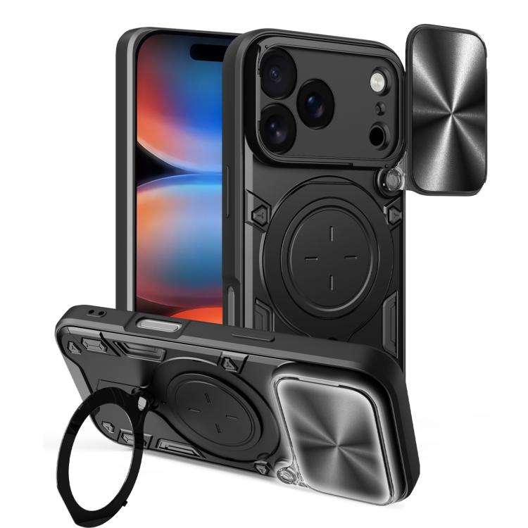CD Texture Sliding Camshield Magnetic Holder Phone Case, For iPhone 18 Pro, For iPhone 18 Pro Max...