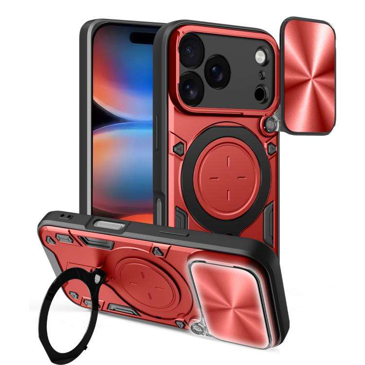 CD Texture Sliding Camshield Magnetic Holder Phone Case, For iPhone 18 Pro, For iPhone 18 Pro Max...