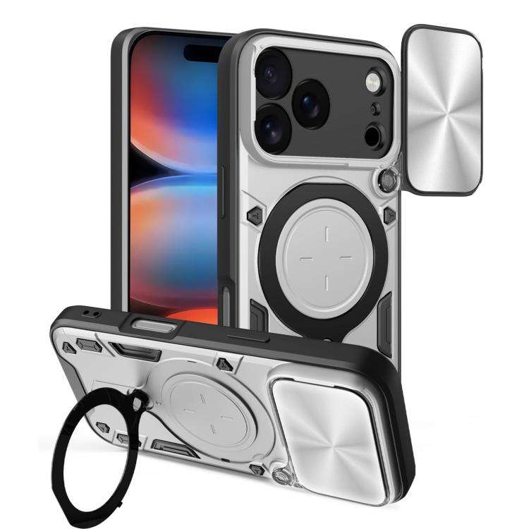 CD Texture Sliding Camshield Magnetic Holder Phone Case, For iPhone 18 Pro, For iPhone 18 Pro Max...