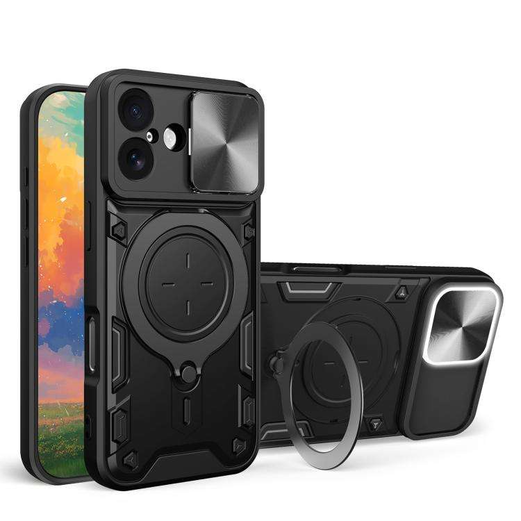 CD Texture Sliding Camshield Magnetic Holder Phone Case, For iPhone 18 Pro, For iPhone 18 Pro Max...