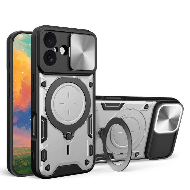 CD Texture Sliding Camshield Magnetic Holder Phone Case, For iPhone 18 Pro, For iPhone 18 Pro Max...