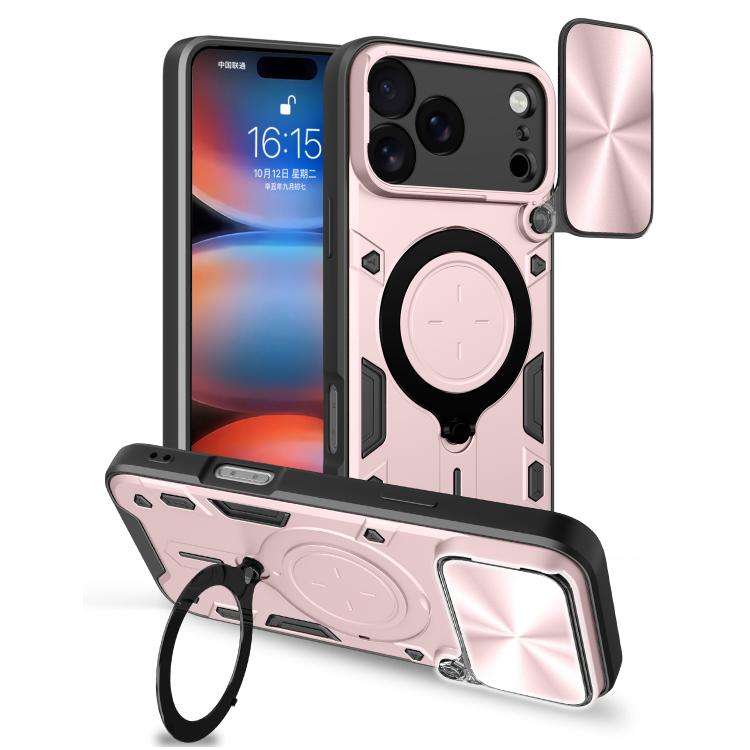 CD Texture Sliding Camshield Magnetic Holder Phone Case, For iPhone 18 Pro, For iPhone 18 Pro Max...