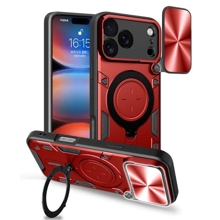 CD Texture Sliding Camshield Magnetic Holder Phone Case, For iPhone 18 Pro, For iPhone 18 Pro Max...