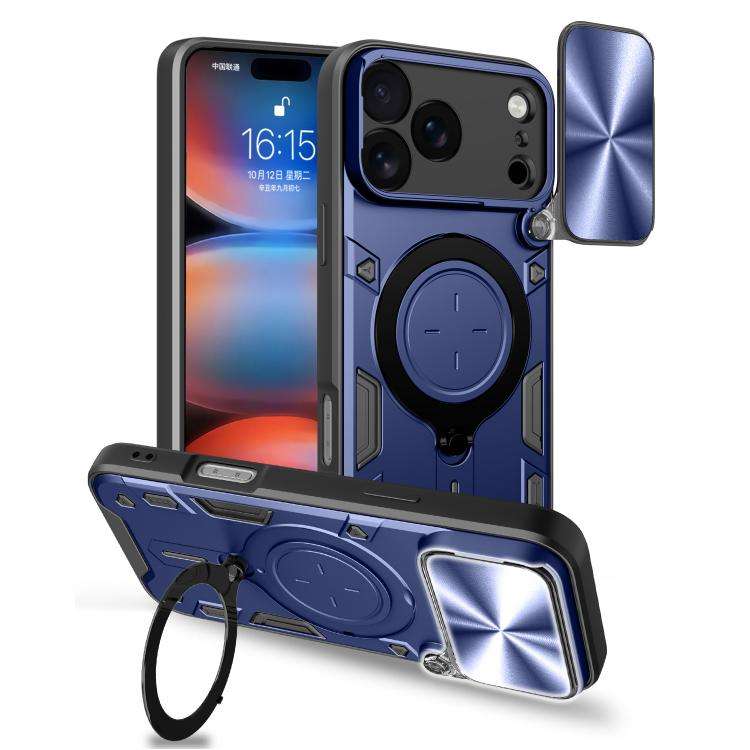 CD Texture Sliding Camshield Magnetic Holder Phone Case, For iPhone 18 Pro, For iPhone 18 Pro Max...
