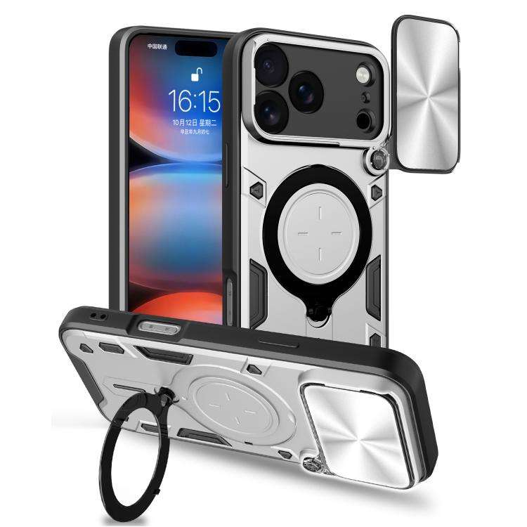 CD Texture Sliding Camshield Magnetic Holder Phone Case, For iPhone 18 Pro, For iPhone 18 Pro Max...