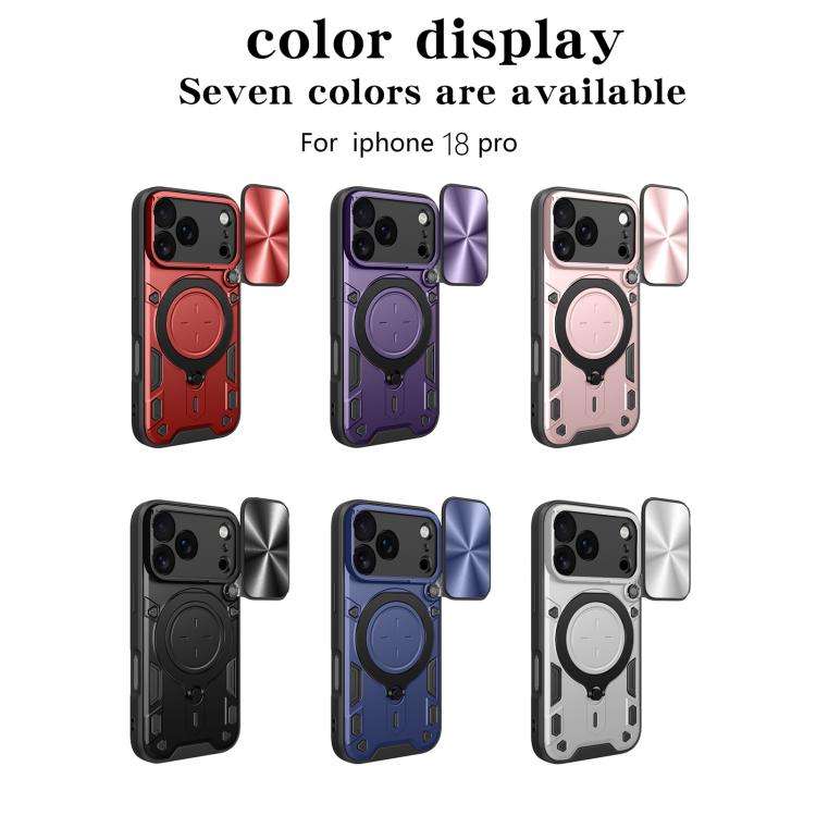 CD Texture Sliding Camshield Magnetic Holder Phone Case, For iPhone 18 Pro, For iPhone 18 Pro Max...