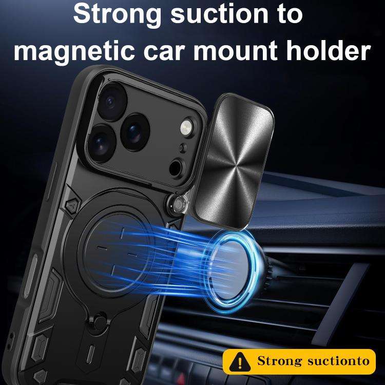 CD Texture Sliding Camshield Magnetic Holder Phone Case, For iPhone 18 Pro, For iPhone 18 Pro Max...