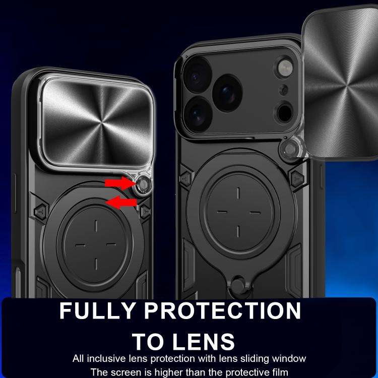 CD Texture Sliding Camshield Magnetic Holder Phone Case, For iPhone 18 Pro, For iPhone 18 Pro Max...