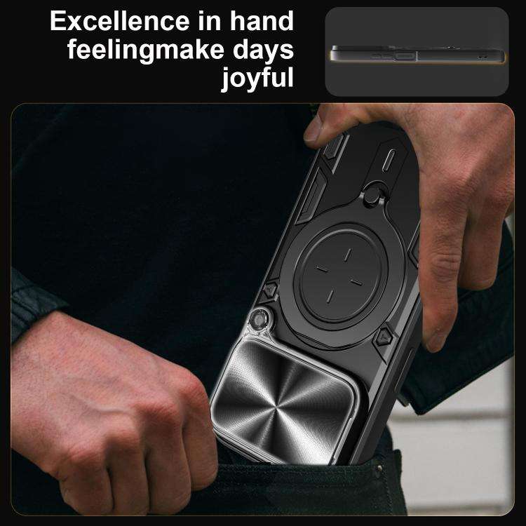 CD Texture Sliding Camshield Magnetic Holder Phone Case, For iPhone 18 Pro, For iPhone 18 Pro Max...