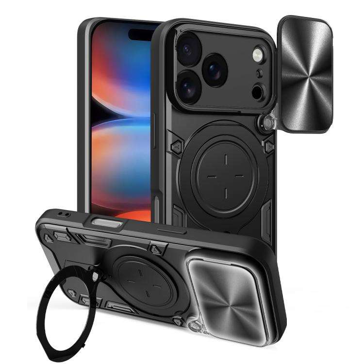 CD Texture Sliding Camshield Magnetic Holder Phone Case, For iPhone 18 Pro, For iPhone 18 Pro Max...
