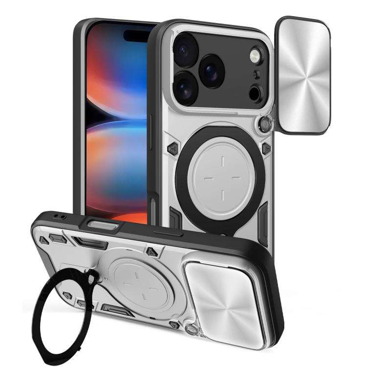 CD Texture Sliding Camshield Magnetic Holder Phone Case, For iPhone 18 Pro, For iPhone 18 Pro Max...