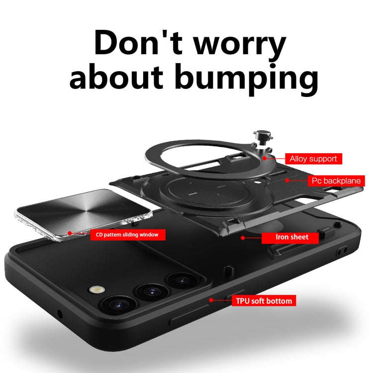 CD Texture Sliding Camshield Magnetic Holder Phone Case, For Samsung Galaxy S23+ 5G, For Samsung ...