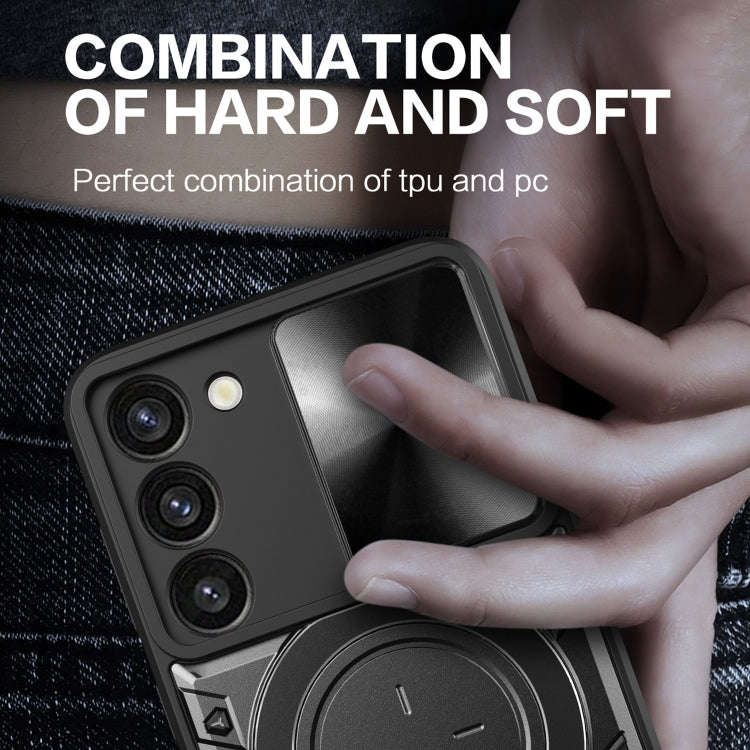 CD Texture Sliding Camshield Magnetic Holder Phone Case, For Samsung Galaxy S23+ 5G, For Samsung ...