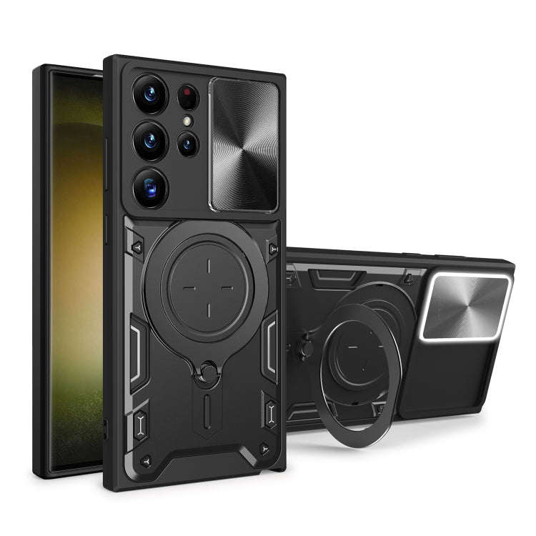 CD Texture Sliding Camshield Magnetic Holder Phone Case, For Samsung Galaxy S23+ 5G, For Samsung ...