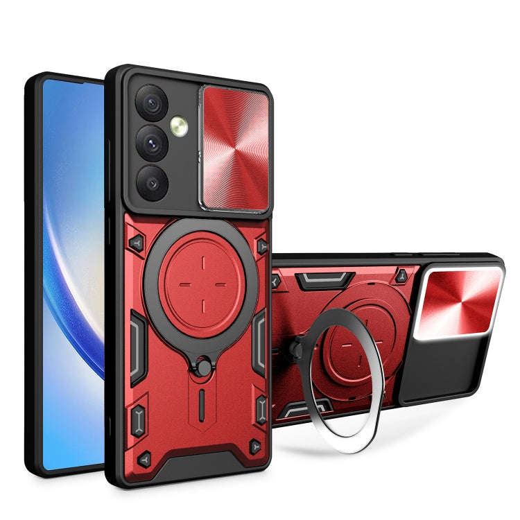 CD Texture Sliding Camshield Magnetic Holder Phone Case, For Samsung Galaxy S24 FE 5G, For Samsun...