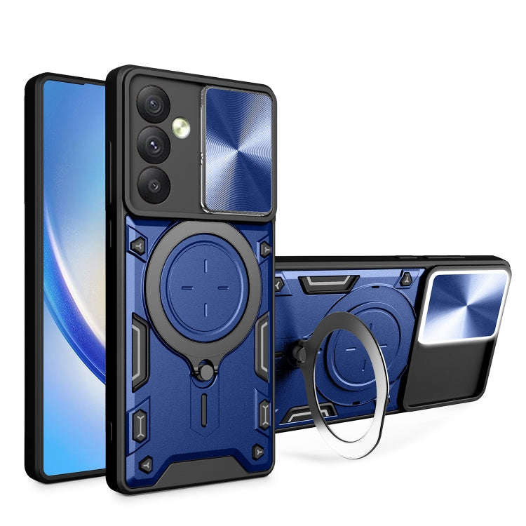 CD Texture Sliding Camshield Magnetic Holder Phone Case, For Samsung Galaxy S24 FE 5G, For Samsun...
