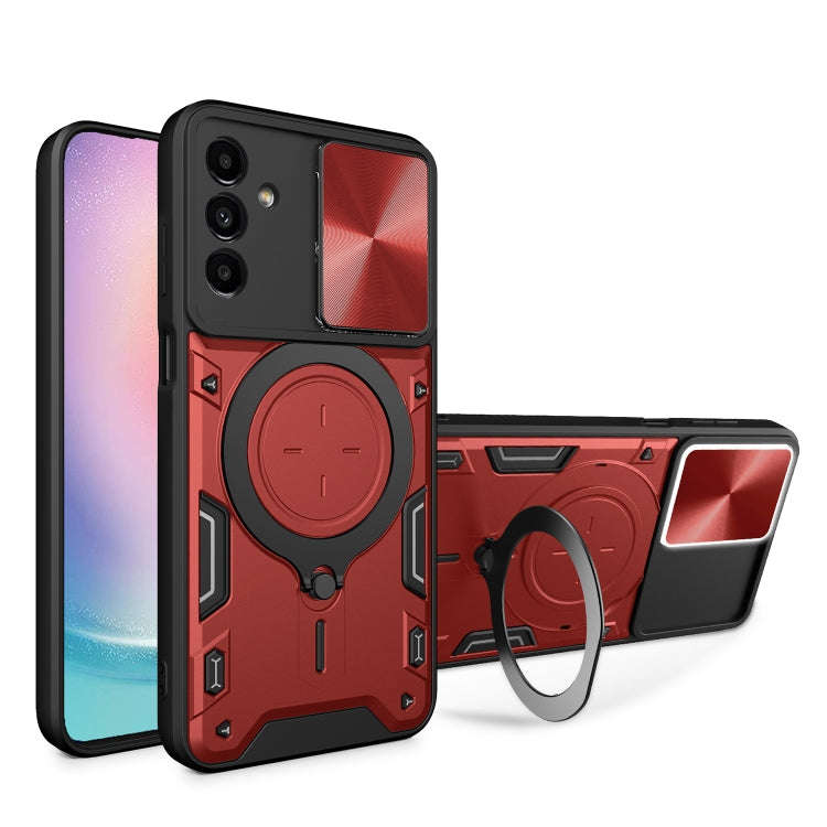 CD Texture Sliding Camshield Magnetic Holder Phone Case, For Samsung Galaxy S24 FE 5G, For Samsun...