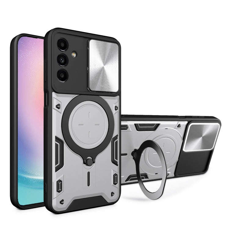 CD Texture Sliding Camshield Magnetic Holder Phone Case, For Samsung Galaxy S24 FE 5G, For Samsun...