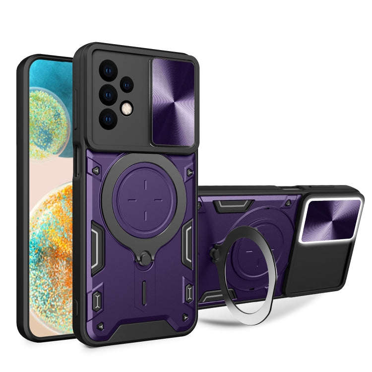 CD Texture Sliding Camshield Magnetic Holder Phone Case, For Samsung Galaxy S24 FE 5G, For Samsun...