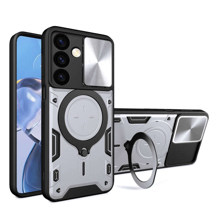 CD Texture Sliding Camshield Magnetic Holder Phone Case, For Samsung Galaxy S24 FE 5G, For Samsun...