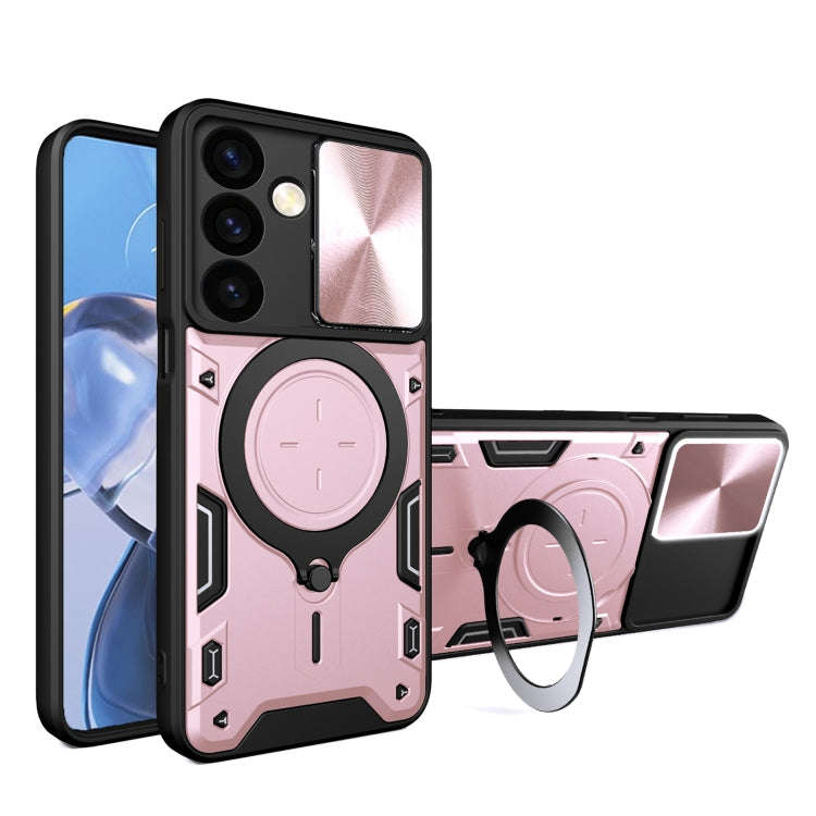 CD Texture Sliding Camshield Magnetic Holder Phone Case, For Samsung Galaxy S24 FE 5G, For Samsun...