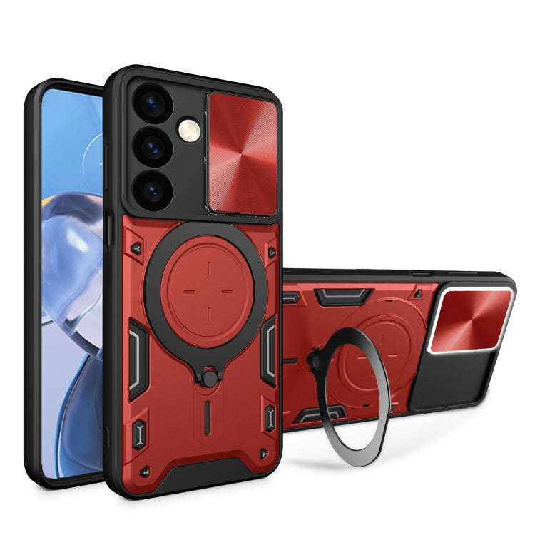 CD Texture Sliding Camshield Magnetic Holder Phone Case, For Samsung Galaxy S24 FE 5G, For Samsun...