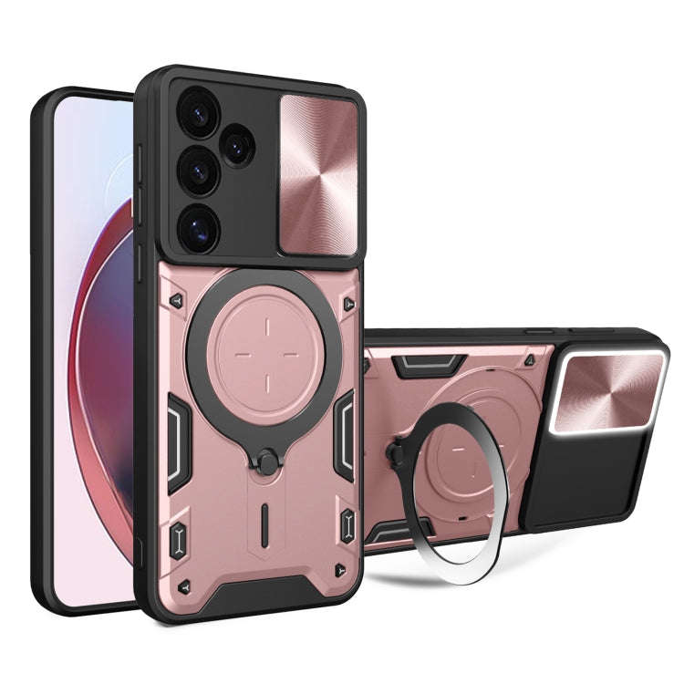 CD Texture Sliding Camshield Magnetic Holder Phone Case, For Samsung Galaxy S24 FE 5G, For Samsun...